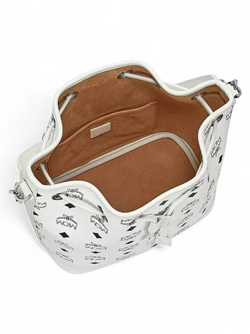 MCM White Visetos Bucket Bag - Picture 3 of 6